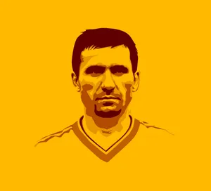 Gheorghe Hagi Monochrome Portrait Drawing Wallpaper