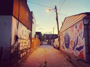 Ghetto Hood Sunset Graffiti Wall Wallpaper