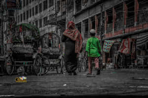 Ghetto Hood Two People Walking Wallpaper