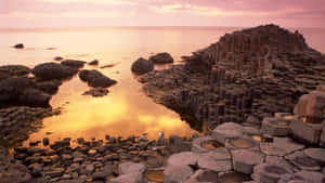 Giant's Causeway Sunset In Northern Ireland Wallpaper