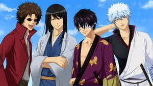 Gintama Characters Posing At Camera Wallpaper