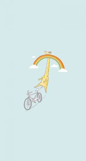 Giraffe Rainbow Collision Funny Phone Wallpaper