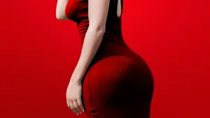 Girl Ass Model In Red Dress Wallpaper