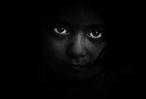 Girl Enveloped In Darkness - An Unsettling Horror Tale Wallpaper