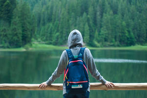 Girl Hiking Alone Wallpaper