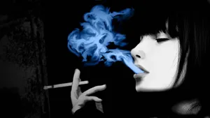 Girl Smoking Digital Painting Wallpaper