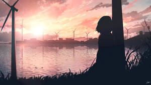 Girl Watching The Sunset Sad 4k Wallpaper