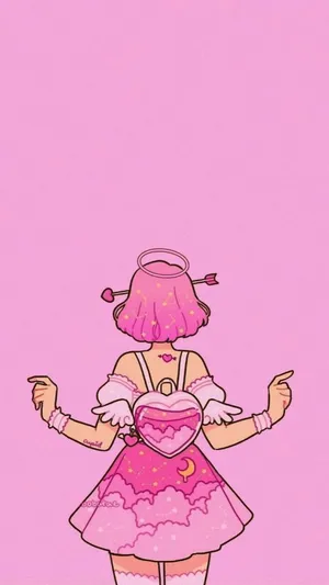 Girl With Backpack Aesthetic Pink Anime Wallpaper