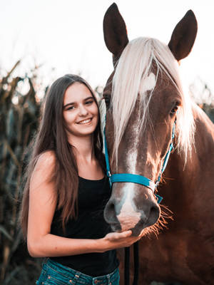 Girl With Horse Iphone Wallpaper