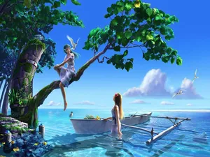 Girls 3d Nature Wallpaper