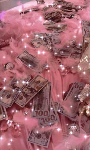 Girly Money Pink Feathers Wallpaper