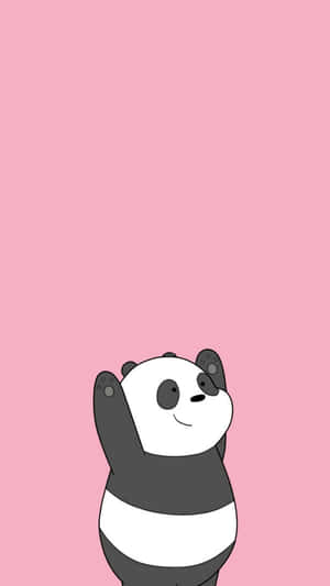 Girly Panda Hands Up Wallpaper