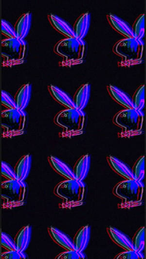 Glitch Playboy Logo Pattern Wallpaper