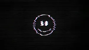 Glitch Smiley Face In Solid Black Wallpaper