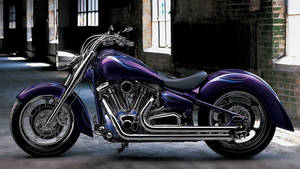 Glossy Purple Chopper Motorcycle Wallpaper