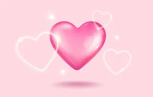 Glowing Pink Heart Background Wallpaper