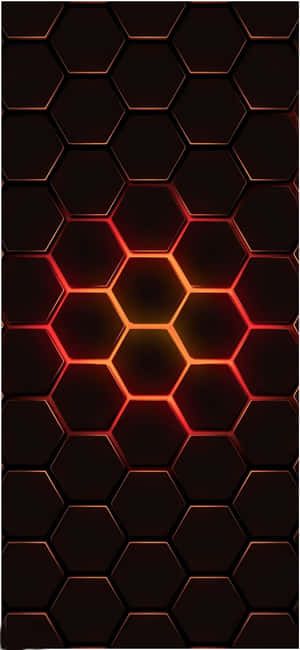 Glowing Red And Black Hexagons Designer Iphone Wallpaper