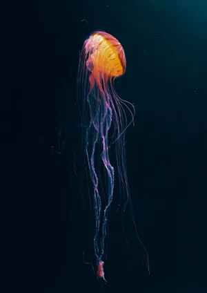 Glowing Underwater Creature Dark Anime Wallpaper