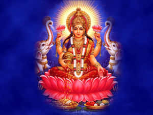 Goddess Lakshmion Lotus Wallpaper