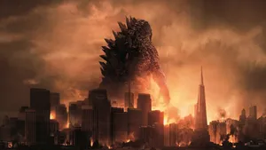 Godzilla 4k Burning City Wallpaper