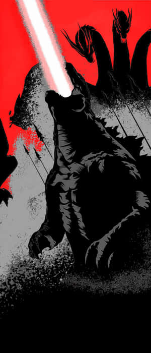 Godzilla Roaring Red Backdrop Wallpaper