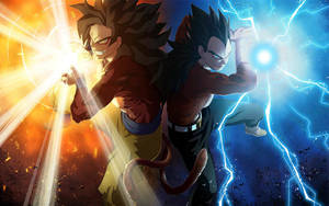 Goku Achieving Super Saiyan 4 Transformation Wallpaper