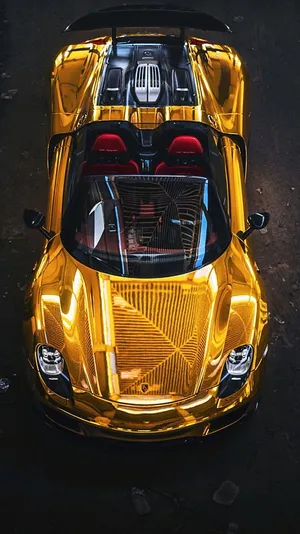 Gold Cars Porsche Transparent Rear Wallpaper