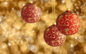 Gold Christmas Ornaments Wallpaper