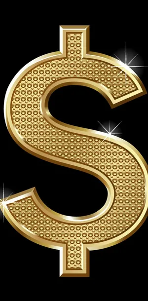 Gold Dollar Sign On Black Background Wallpaper