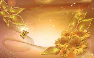 Gold Flowers Wallpaper