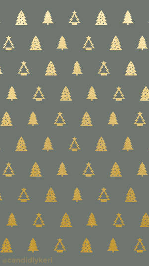 Gold Foil Christmas Tree Pattern Wallpaper