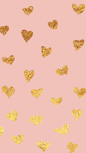 Gold Foil Heart Shapes Wallpaper