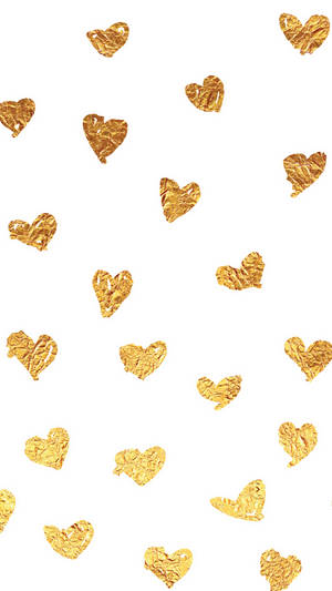 Gold Foil Hearts Wallpaper