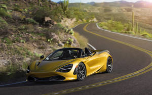 Gold Mclaren Spyder At Winding Road Wallpaper