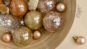 Golden Christmas Balls For Christmas Aesthetic Computer Wallpaper