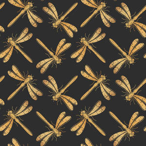 Golden Dragonfly Artistic Pattern Wallpaper