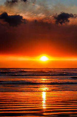 Golden Sunset Beach Wave Iphone Wallpaper