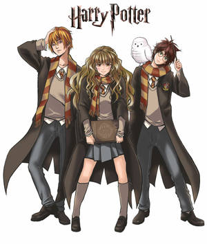 Golden Trio Harry Potter Anime Wallpaper