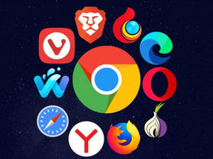 Google Browser In The Middle Wallpaper