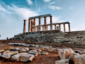 Gorgeous Stone Temple Pillars Sounion Wallpaper