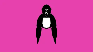 Gorilla Art On Pink Wallpaper