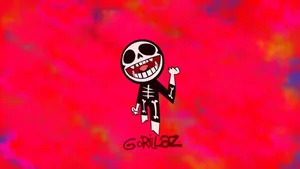Graffiti Meets Music: Chibi Skeleton Gorillaz Wallpaper