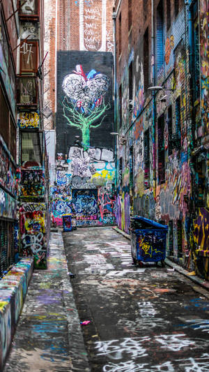 Graffiti Wall Alley During Daytime Wallpaper