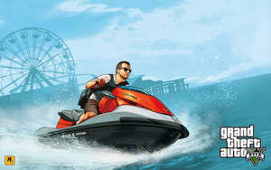 Grand Theft Auto V Michael Riding Jetski Wallpaper