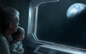 Grandmother_and_ Child_ Gazing_at_ Earth_from_ Space Wallpaper
