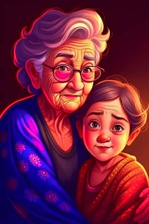 Grandmother_and_ Grandchild_ Affectionate_ Embrace Wallpaper