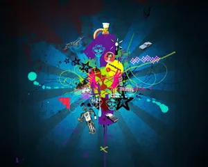 Graphic Design Colorful Grunge Collage Wallpaper