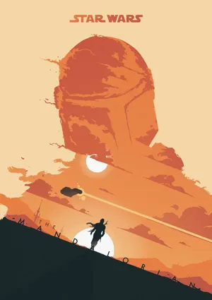 Graphic Fanart Of Din Djarin The Mandalorian Iphone Wallpaper