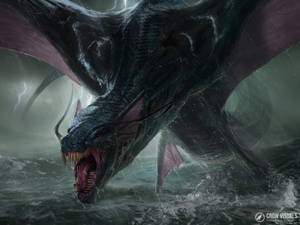 Gray Water Dragon In The Rain Wallpaper