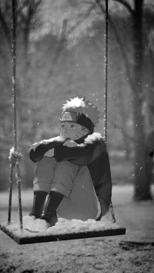 Grayscale Sad Naruto Swing Wallpaper